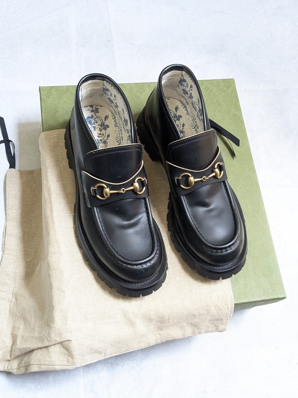 Gucci Horsebit Loafers Men US 9.5 Black Leather Chukka Boots Rubber
